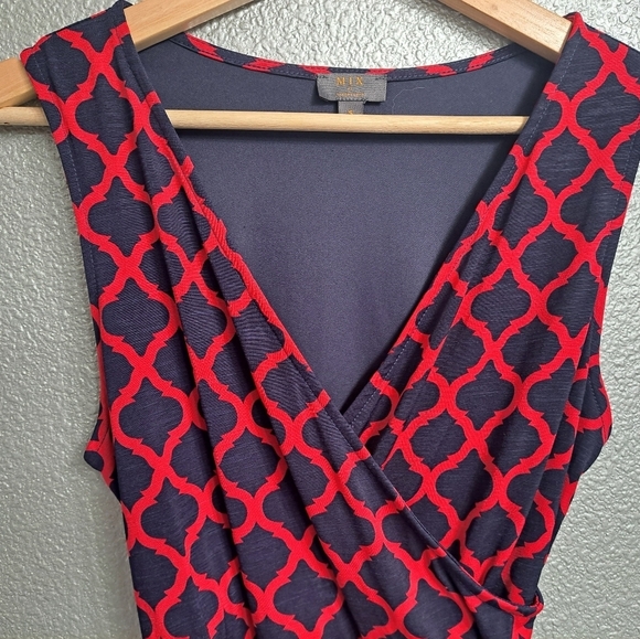 Mix By 42 Hawthorne Kassidy Red & Navy Faux Wrap Dress Size Sp - Picture 7 of 12